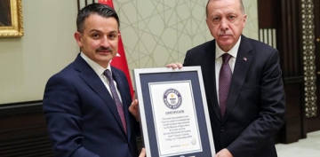 Dnya rekoru belgesi Cumhurbakan Erdoan'a verildi