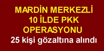 Mardin merkezli 10 ilde PKK operasyonu: 25 gzalt