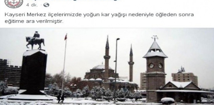 Kayseri'de okullar leden sonra tatil edildi