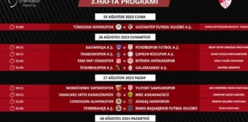 Süper Ligin 3 ve 4üncü hafta programı yayınlandı