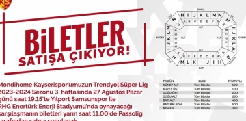 Kayserispor - Samsunspor maç bileti bugün satışa çıktı