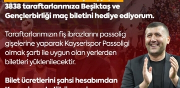 MHP Kayseri Milletvekili Baki Ersoydan Kayserispor Taraftarna 3838 Bilet Hediyesi