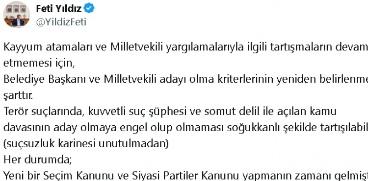 MHP'li Yldz: Yeni bir seim kanunu ve siyasi partiler kanunu yapmann zaman gelmitir