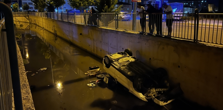 Kayseri'de otomobil, sulama kanalına uçtu: 1 yaralı
