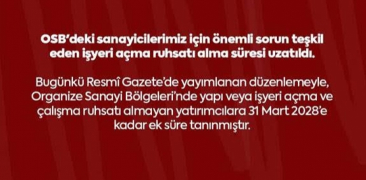 MHP KAYSERİ MİLLETVEKİLİ BAKİ ERSOY: SANAYİCİLERİMİZE HAYIRLI OLSUN
