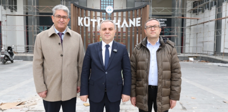 Rekt�r Prof. Dr. Altun, Yenileme �al��mas� Devam Eden K�t�phane Binas�n� �nceledi