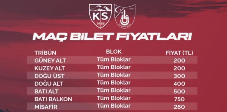 Kayserispor-�stanbulspor ma��n�n biletleri sat��a ��k�yor